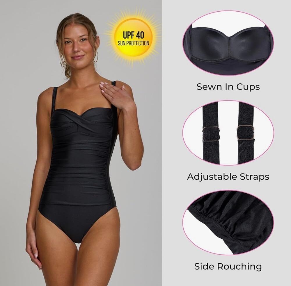 Betsey Johnson Black Ruched One Piece Swimsuit Size 3X NWT